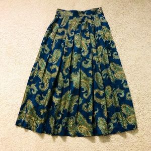 Herman Geist Skirt Sz 8 Vintage Pleated Paisley Maxi Gorgeous
